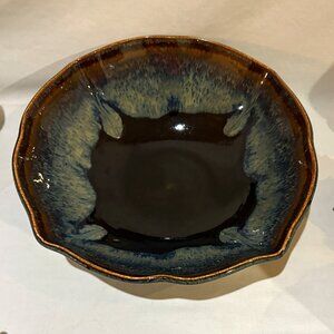 Hoffman Signed Studio Art Pottery Hand Crafted Bowl Centerpiece 9.25" x 3"